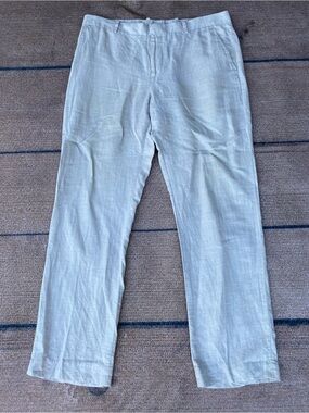 Perry Ellis 36x30 white cream linen trouser. Coastal, beachy, euro summer